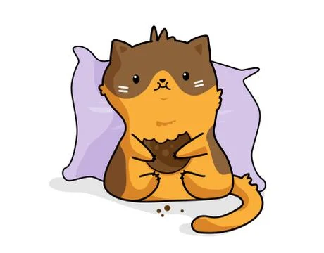 Vector sticker cute red-haired kitten Stock Illustration