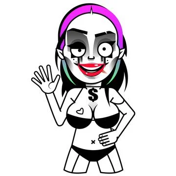 Vector sticker with green-haired gothic anime girl on background. Stock Illustration