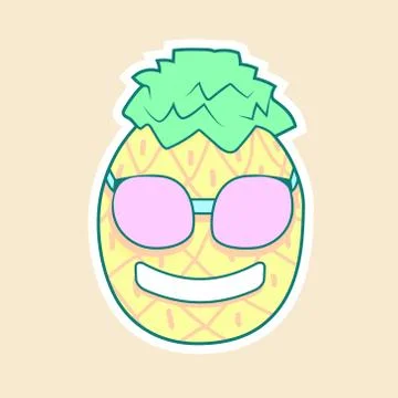 Vector sticker pineapple in glasses Stock Illustration