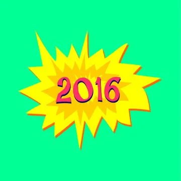 Vector sticker with text of 2016 year Stock Illustration