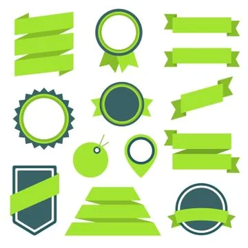 Vector Stickers and Badges Set 11. Flat Style Stock Illustration
