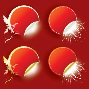 Vector stickers in red color, EPS10 Stock Illustration