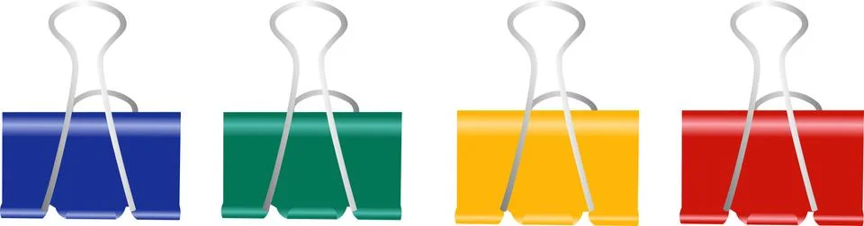 Vector of sticky notes and paper clip, isolated on white background. Stock Illustration