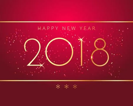 Vector stock 2018 New Year Red traditional background with gold shine glitter Stock Illustration