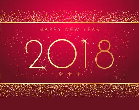 Vector stock 2018 New Year Red traditional background with gold shine glitter Stock Illustration