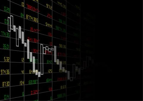 Vector : Stock board with business graph on black background Stock Illustration