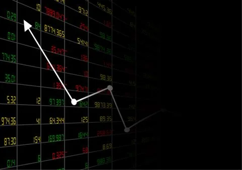 Vector : Stock board with business graph on black background Stock Illustration