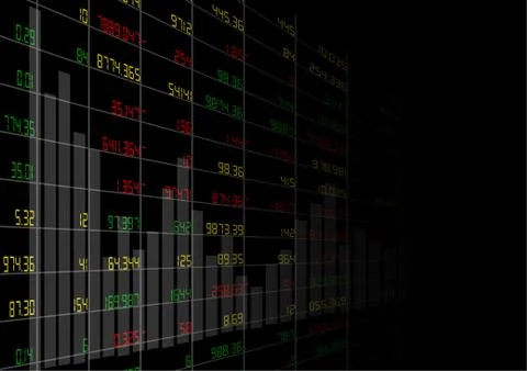 Vector : Stock board with business graph on black background Stock Illustration