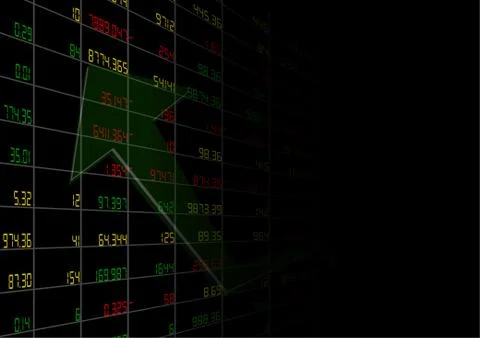 Vector : Stock board with increasing arrow on black background Stock Illustration