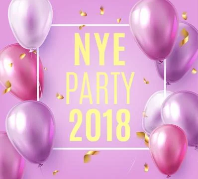 Vector stock elegant purple violet balloon party happy new year celebration Stock Illustration