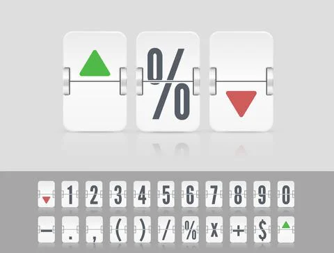 Vector stock exchange template. White analog countdown number font. Flip number Stock Illustration