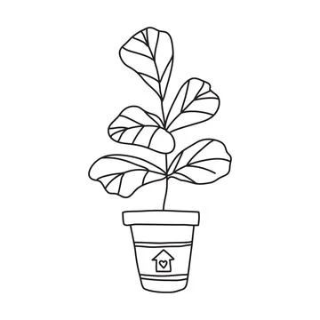 Vector stock illustration with single object: , home plant, hand drawn, doo.. Stock Illustration