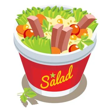 Vector stock image of green vegetables bucket. Ilustración de archivo