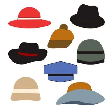 Vector stock set hats isolated on white background Stock Illustration