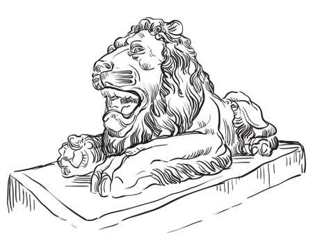 Vector stone lion 2 Stock Illustration