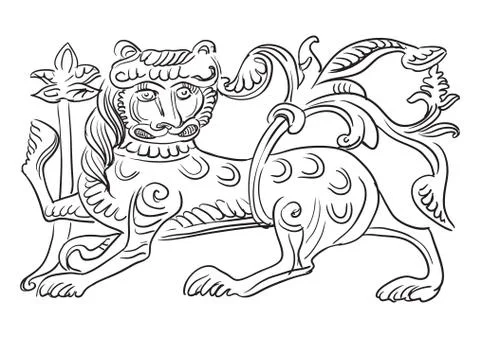 Vector stone lion 7 Stock Illustration