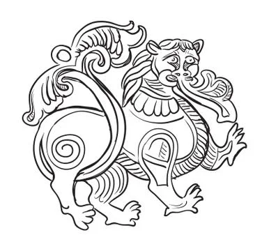 Vector stone lion 8 Illustration