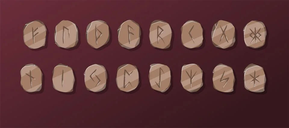 Vector stone runes set. Writing ancient Germans and Scandinavians. Mystical Stock Illustration