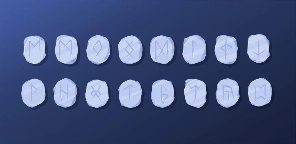 Vector stone runes set. Writing ancient Germans and Scandinavians. Mystical Stock Illustration