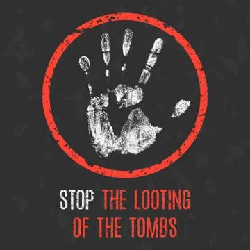 Vector. Stop the looting of the tombs. 스톡 일러스트