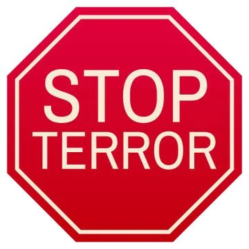 Vector stop terror red symbol, isolated on white background 스톡 일러스트