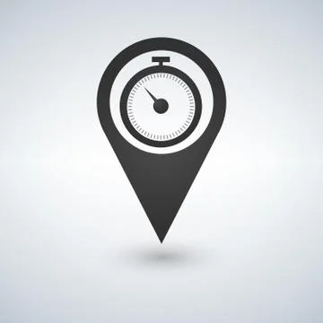 Vector stopwatch and map pointer logo combination. Time and gps locator symbo Stock Illustration