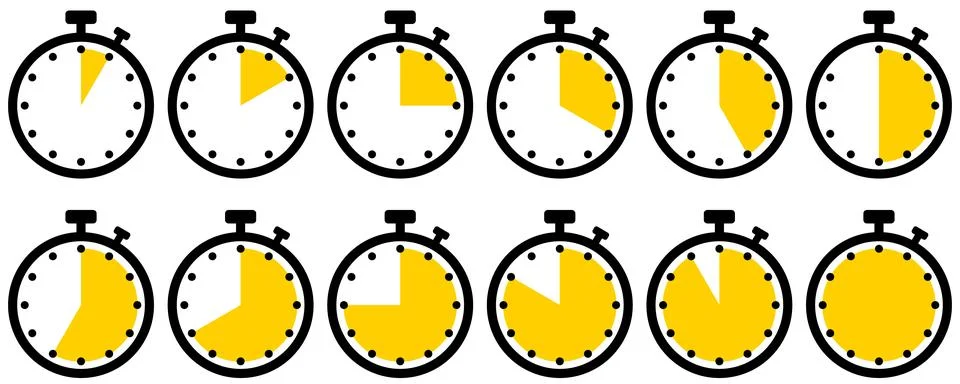 Vector stopwatch and timer set with multiple countdown durations. Timer count イラスト素材