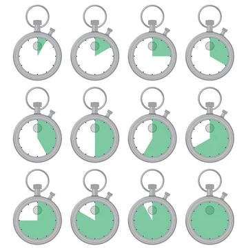 Vector Stopwatch or timer showing time. Label cooking time. Chronometer, time 스톡 일러스트