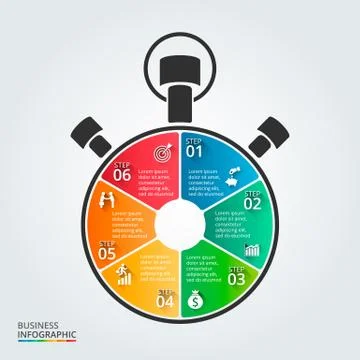 Vector stopwatch timeline infographic. Stock Illustration