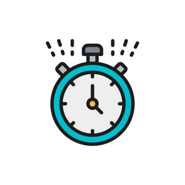 Vector stopwatch, timer, clock, watch flat color line icon. Illustrazione stock