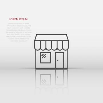 Vector store market icon in flat style. Shop building sign illustration pic.. Ilustración de archivo
