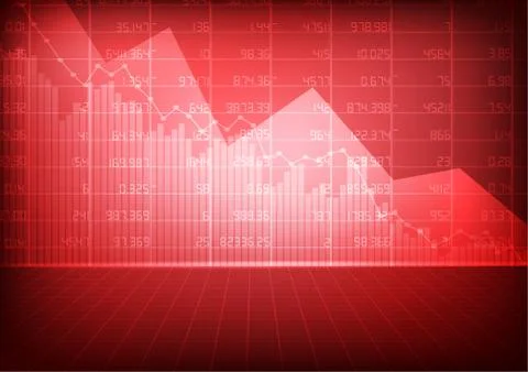 Vector : Stork board with decrease business graph on red background Illustrazione stock
