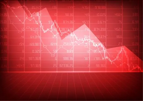 Vector : Stork board with decrease business graph on red background Stock Illustration