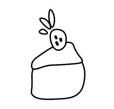 Vector strawberry cake slice with a black line. Simple food and cooking Stock Illustration