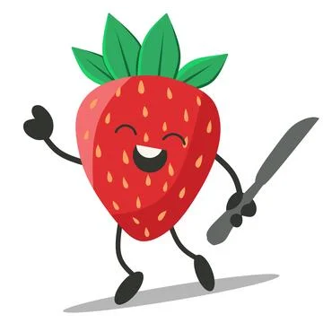 Vector Strawberry Character Collection. Dancing, Smiling, Happy and Singing Stock Illustration