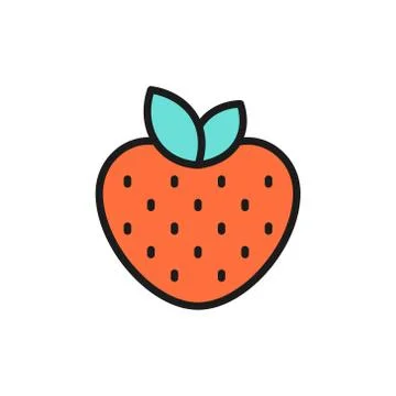 Vector strawberry flat color icon. Isolated on white background Stock Illustration
