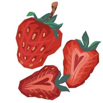 Vector strawberry for food packaging flat vector illustration isolated. Stock Illustration