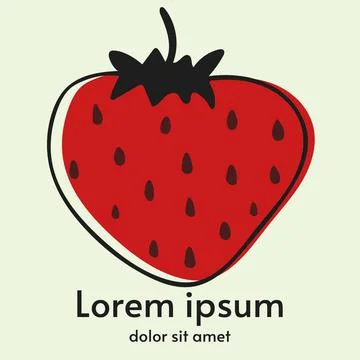 Vector strawberry logo. Hand-drawn design. Berry with text Stock Illustration