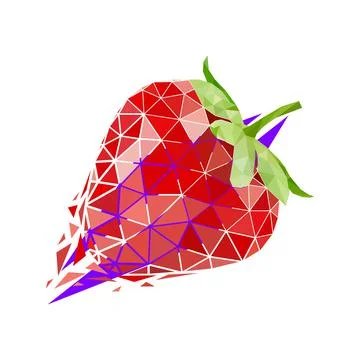 Vector strawberry in low poly style Stock Illustration