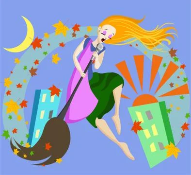 Vector street cleaner singing Stock Illustration