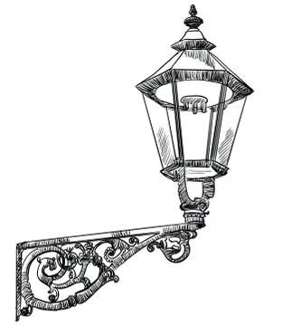 Vector street lantern drawing Stock Illustration