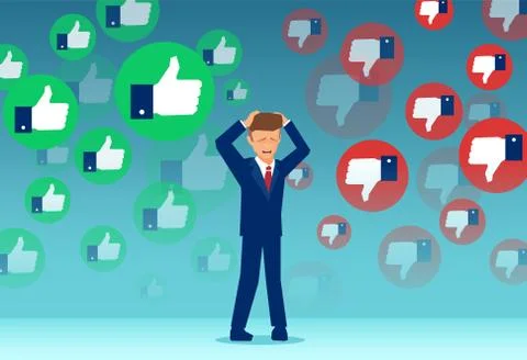 Vector of a stressed business man making a decision considering all cons and  Stock Illustration