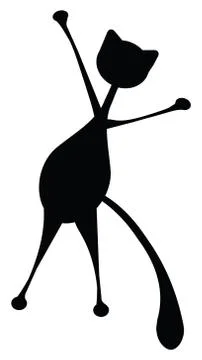 Vector stretching oneself cat's silhouette Stock Illustration