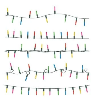 Vector strings of christmas light lamps Stock Illustration