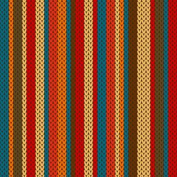 Vector striped pattern on the wool knitted texture Stock Illustration