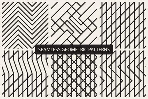 Vector striped seamless geometric patterns. Illustrazione stock