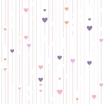 Vector stripped geometric seamless pattern with hearts Stock Illustration