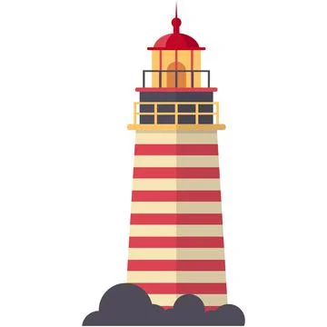 Vector stripped lighthouse tower illustration isolated on white Stock Illustration