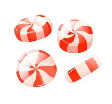 Vector stripped red white peppermint round candies Stock Illustration