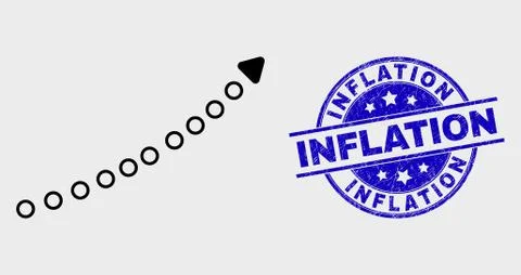 Vector Stroke Dotted up Trend Arrow Icon and Scratched Inflation Stamp Seal Ilustración de archivo